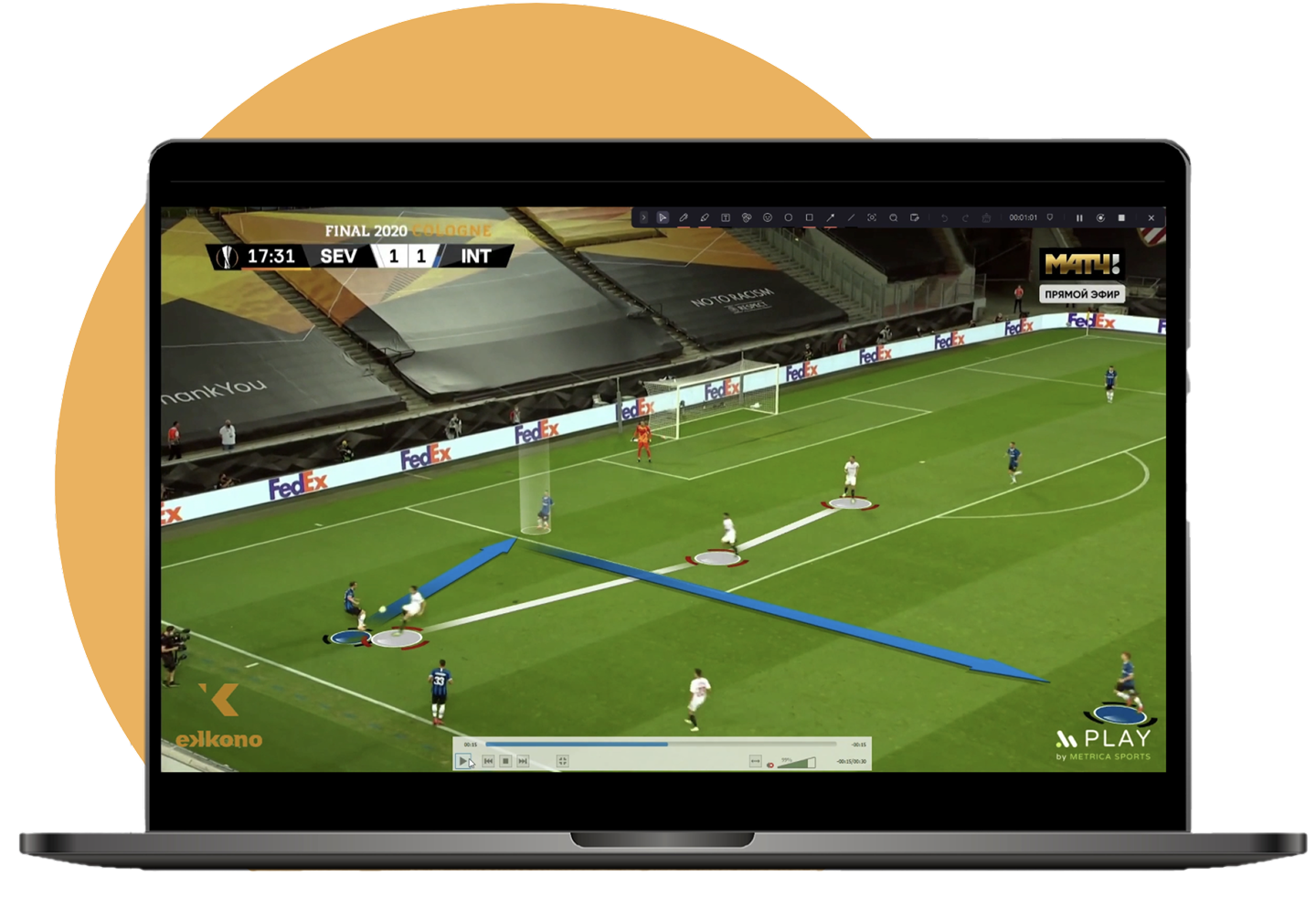 Ekkono IPPP turnover analysis from a professional player evaluation